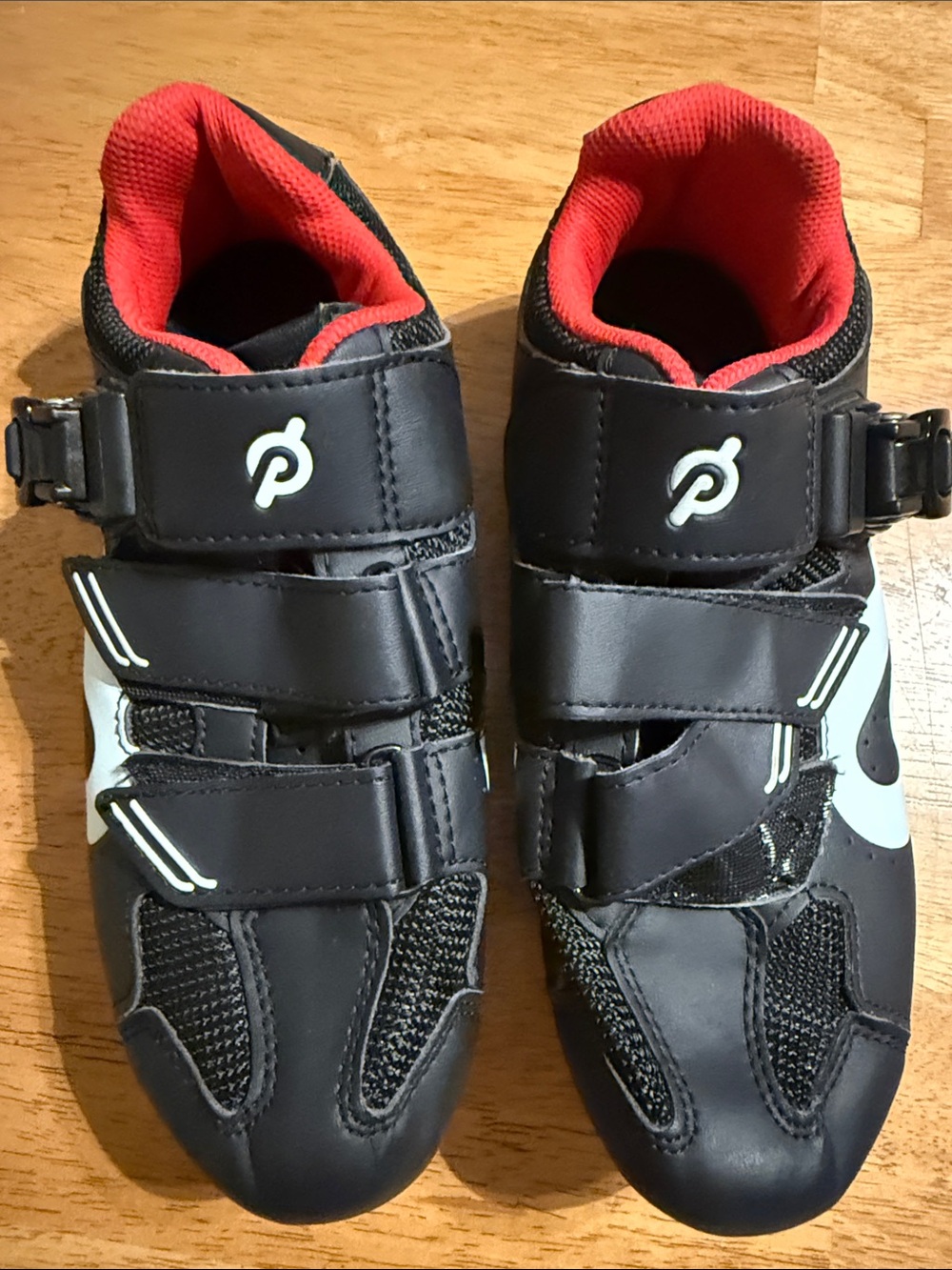 Kids Peloton Black and Red Athletic Sneakers with Triple Hook-and-Loop Straps